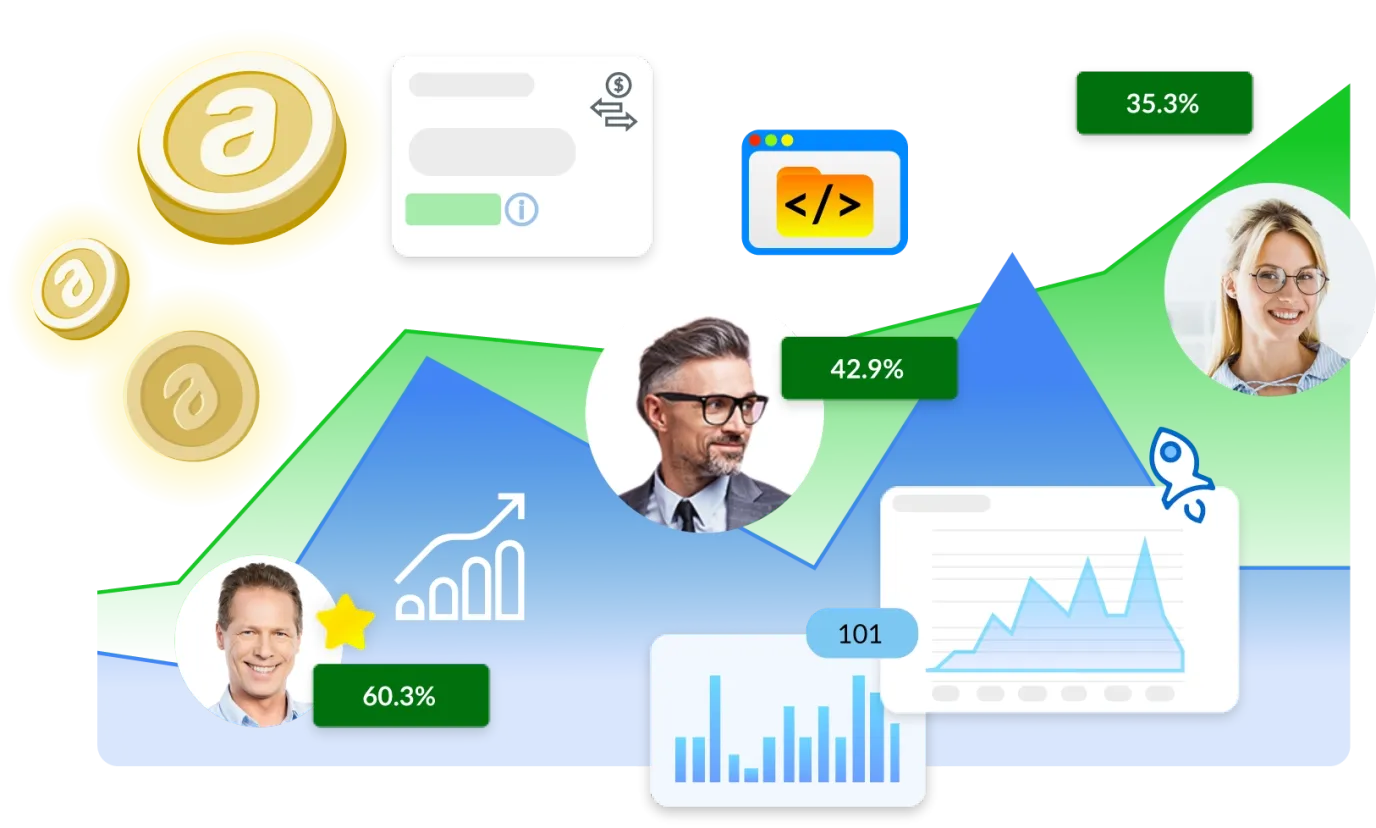 Gráfico que mostra o aumento dos lucros para aqueles que aderiram ao Programa de Afiliados da autoDNA.